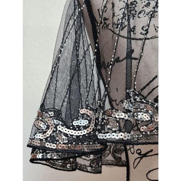 ✨ Sequin Mesh Evening Party Retro Flapper 1920s Shawl Wrap Cover Up Cape NEW - Picture 6 of 13
